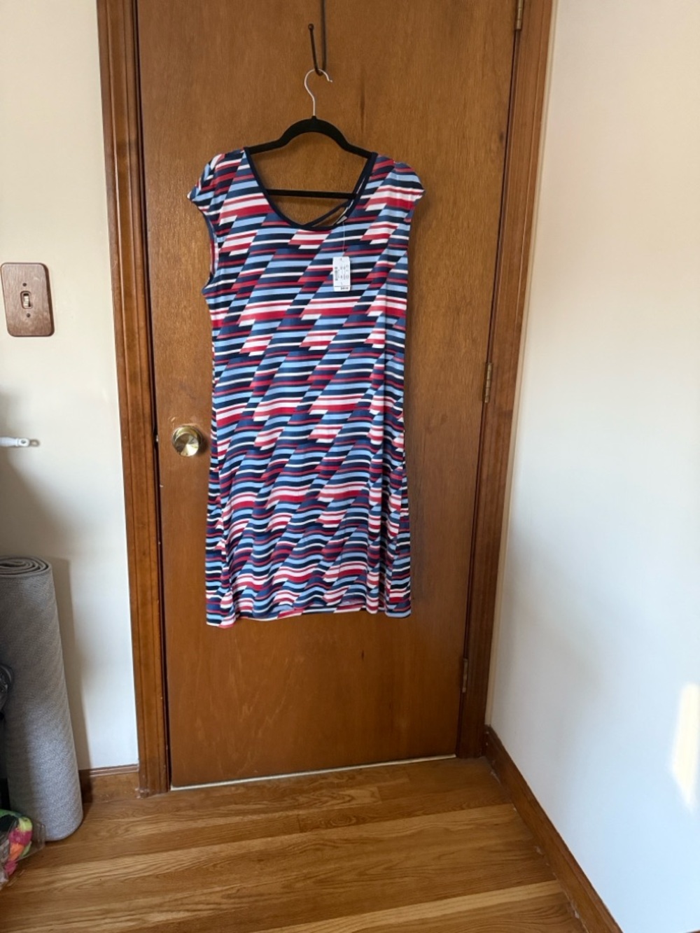 Christopher & Banks Navy, Red & Light Blue Striped Top
